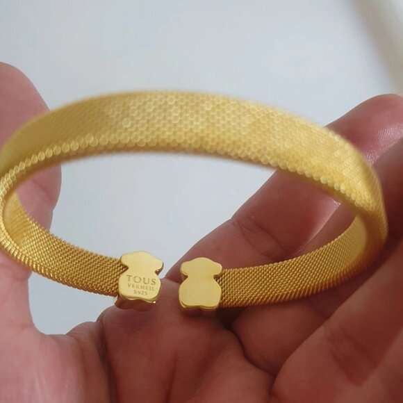 Tous Gold-Colored IP Steel Mesh Cuff Bracelet With Amethyst - Picture 6 of 8